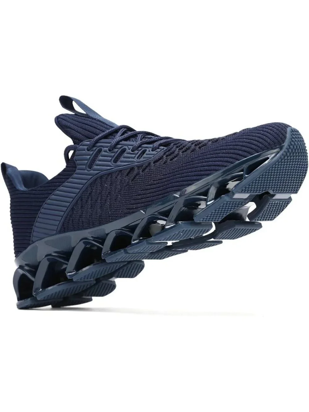 Men's Dark Blue Comfort Non Slip Blade Athletic Trainer Slip on Sneaker Shoes
